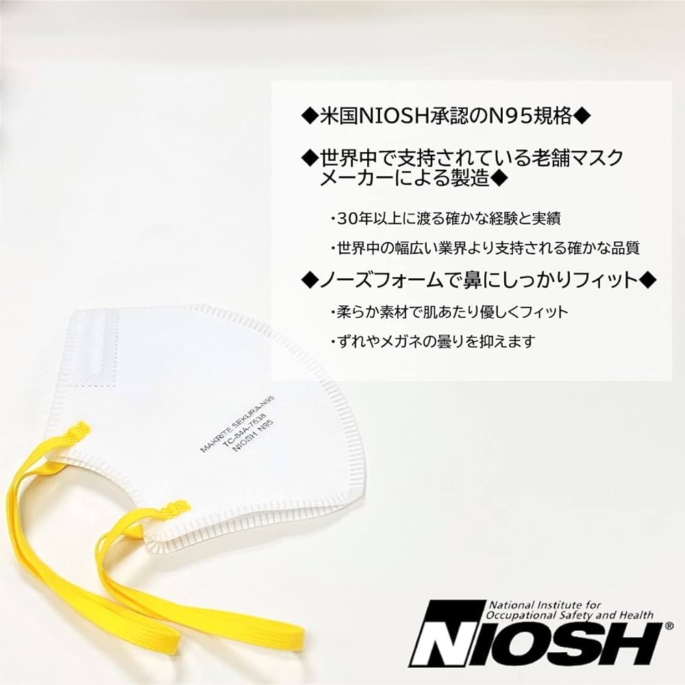 Amazon.co.jp: Makrite Industries N95マスク 米国NIOSH承認